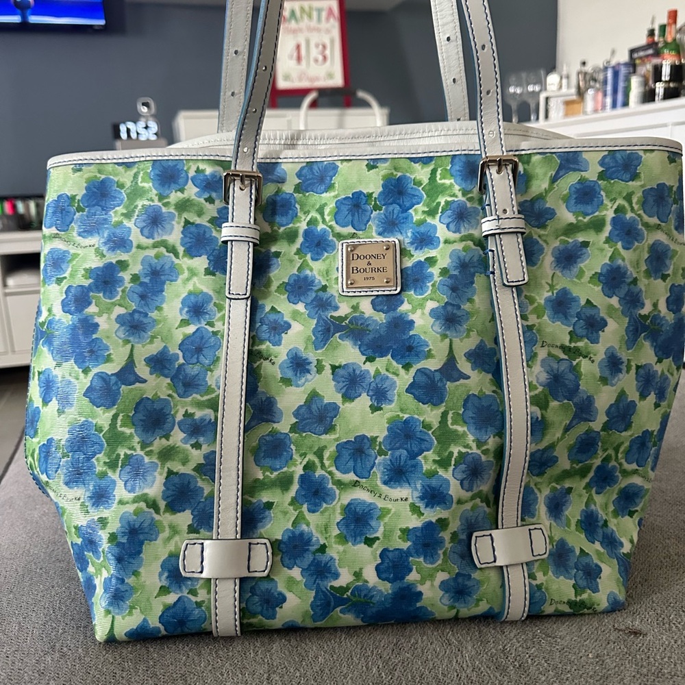 Dooney & Bourke Blue and Green Floral Tote
